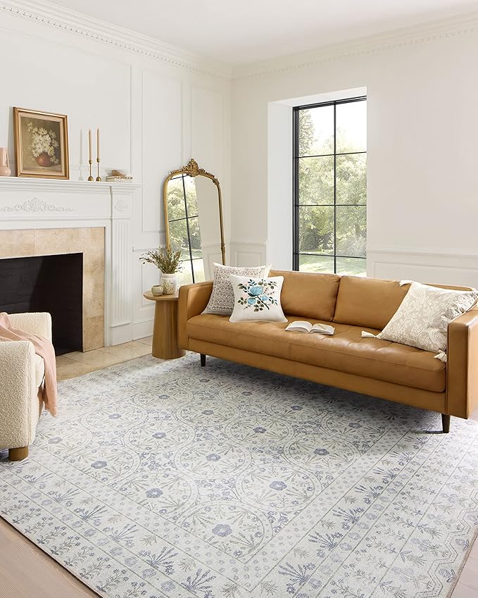 Loloi Rifle Paper Co. Maison Collection MAO-03 Rosette Ivory 2'-6" x 9'-6", .19" Pile Height, Runner Rug