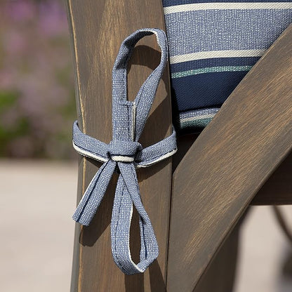 Arden Outdoor Dining Chair Cushion, 21 x 21, Rain-Proof, Fade Resistant 21 x 21, Sapphire Aurora Blue Stripe