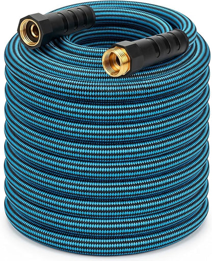 NON-EXPANDABLE Garden Hose 75 ft, Heavy Duty Flexible Water Hose, Kink Resistant Lightweight Hybrid Hose with Durable Fabric Skin, Leakproof Hose Male to Female Fittings