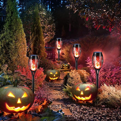 Toodour Solar Torch Flame Lights, 12 Pack Solar Lights Outdoor with Flickering Flame, Waterproof Patio Light Landscape Decoration Lighting for Garden, Lawn, Yard, Outdoor Decorations - Red