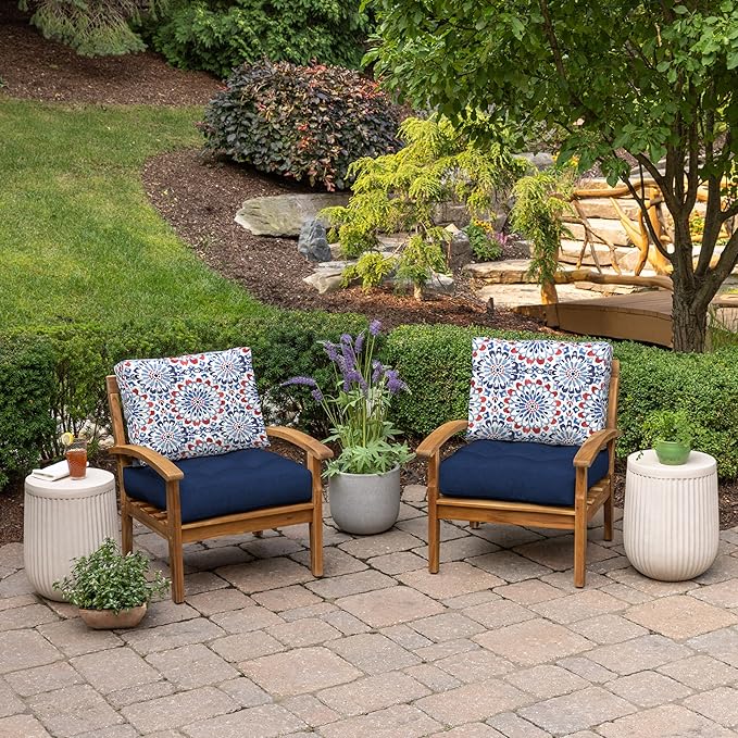 ARDEN Outdoor Plush Modern Tufted Blowfill Deep Seat Set, 24 in x 24 in, Weather-Proof, Rain-Proof, Fade Resistant Patio Cushion, Ultra Cozy 24 x 24, Clark Blue