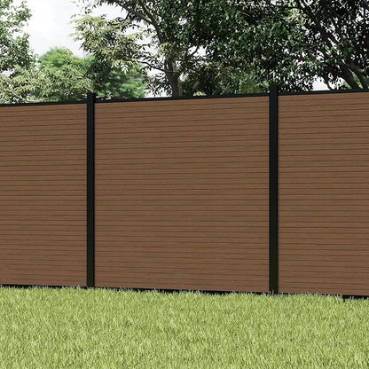 Privacy Fence Panels for Outside with 2 Post, 6' × 6' Windproof Composite Fence Cover Privacy, Garden Fencing Panel for Yard Pool Equipment Trash Can(Poured Concrete, Brown)