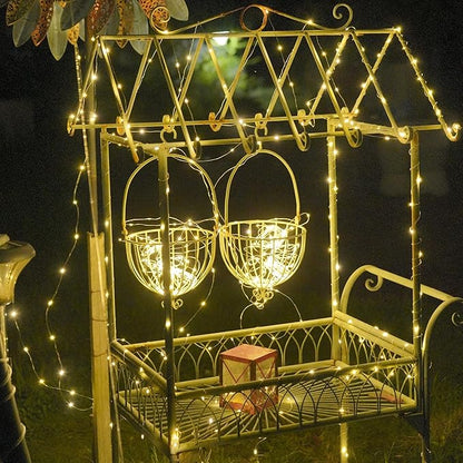 YEGUO 4 Pack Warm White Solar Fairy Lights, Each 33ft 100 LED Christmas Lights Outdoor Waterproof, 8 Modes Sliver Wire Solar String Lights