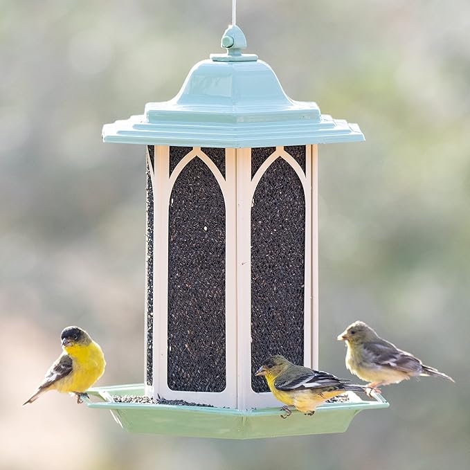 Perky-Pet GAZ01 Pistachio Gazebo Bird Feeder - Metal Bird Feeders for Outside - Outdoor Garden Décor