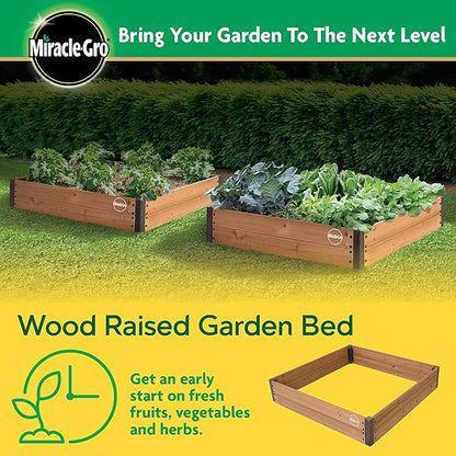 Miracle-GRO 4 x 4 Ft. Wooden Raised Garden Bed, 12.8 Cu. Ft. Above Ground Garden with Powder-Coated Metal Brackets for Decks and Yards