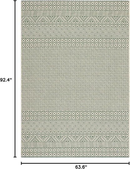 SAFAVIEH Washable Rug Outdoor Courtyard Collection - 5'3" x 7'7", Dark Green & Beige, Non-Shedding & Easy Cleaning, Ideal for Patio, Backyard, Mudroom (CY6235-32212)