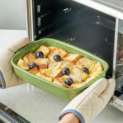 Ceramic Baking Dishes for Oven,Heavy Duty Bakeware Dish Set of 3, Rectangular Casserole,Lasagna Pan Deep,High Heat Resistant,Glazed Handcraft Speckle Series (13.8''/12''/9.6''Green)