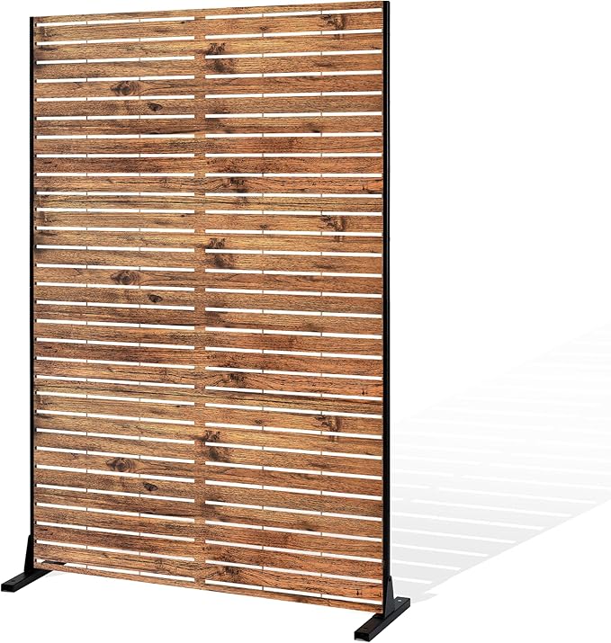 Metal Privacy Screen Outdoor Privacy Screen, Freestanding Fence Panel for Outside, 72''H×47''W, Decorative Screen Panel for Backyard/Patio/Deck