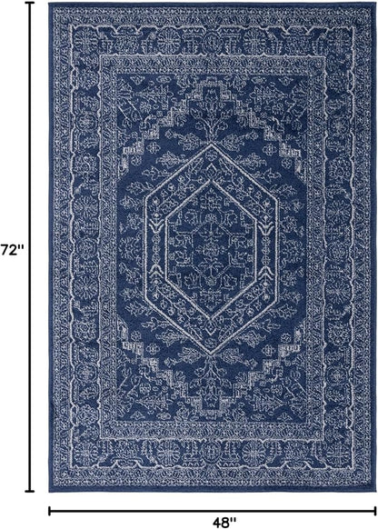 SAFAVIEH Adirondack Collection Accent Rug - 4' x 6', Navy & Ivory, Oriental Medallion Design, Non-Shedding & Easy Care, Ideal for High Traffic Areas in Entryway, Living Room, Bedroom (ADR108N)