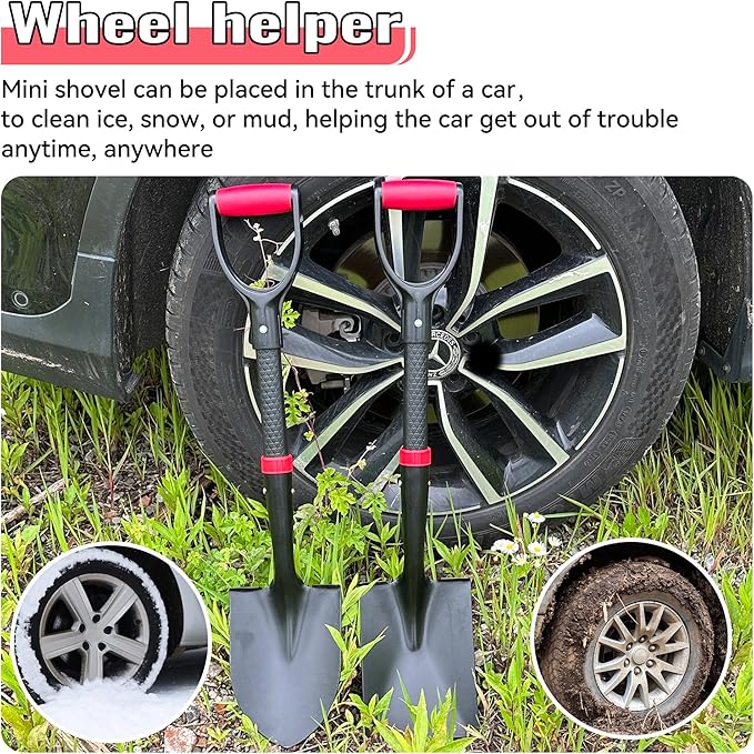 SHARK ATTACK 3-Piece Steel Shovel Set with D-Grip Handles-45'' Sifting Shovel, 28'' Spade with Powder Coating for Beach, Soil Chicken Coop, Farm Goat Stall Sand Poop Cleaning, Planting, Car Emergency
