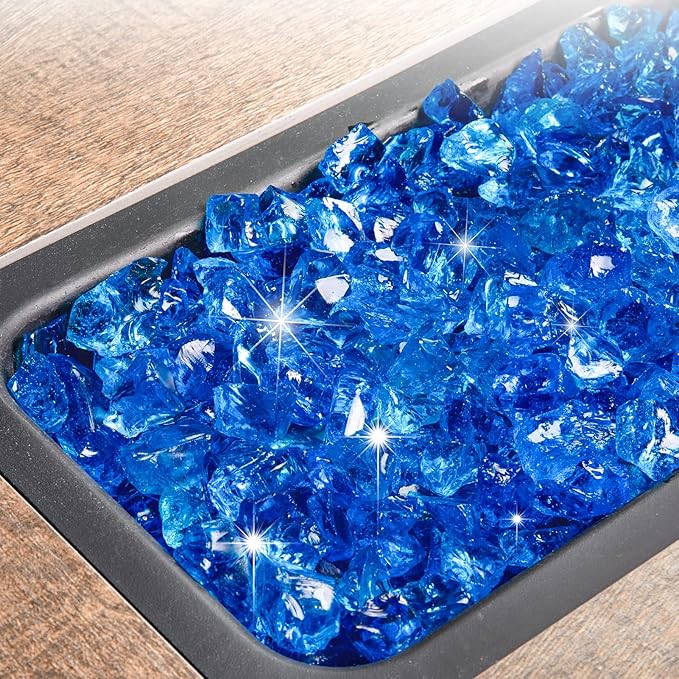 GASPRO 10 lbs Fire Glass for Propane Fire Pit, 1/2-Inch Decorative Fireplace Glass Rocks for Fire Pit Table, Turquoise