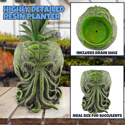 Toy Vault Cthulhu Planter Pot (11-Inch); Large Monster Resin Planter Inspired by H.P. Lovecraft