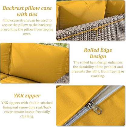 14 Pcs Outdoor Cushion Slipcovers Outdoor Patio Cushion Covers Replacement Waterproof with Zipper for Outdoor Furniture, Patio Sofa Couch 3 Sizes, Covers Only