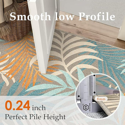 5x8 Indoor Outdoor Area Rug Washable Patio Rug Brown Non Slip Non Shedding Waterproof Carpet for Living Room Bedroom Backyard Porch Camping RV Balcony Poolside