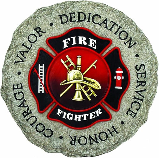 Spoontiques Firefighter Stepping Stone - Garden Décor - Decorative Stone for Patio Home Lawn and Yard