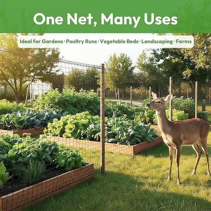 Deer Netting for Garden 7ftx25ft, Plastic Mesh Deer Fence with Pre-Strung Reinforced Edge, Durable Temporary Fencing for Yard, Ideal for Animal Barrier, Snow Fence & Tree/Crop Protection