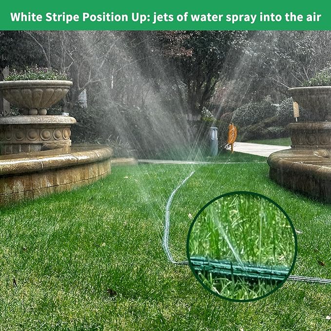 Watoo 2026 Sprinkler Hose & Soaker Hose for Yard - 75 FT Reinforced Flat Garden Hose with Holes, Heavy Duty No-Kink Lawn Irrigation Hose (Includes Stakes, High Pressure Spray)