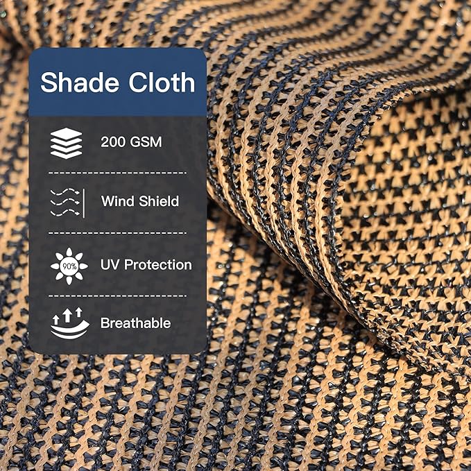 90% Sun Shade Cloth with Grommets, Customizing Outdoor Pergola Shade Cover Canopy, Heavy-Duty Mesh Tarp Patio Sun Screen for Lawn Garden Backyard, 17X21 FT, Mocha
