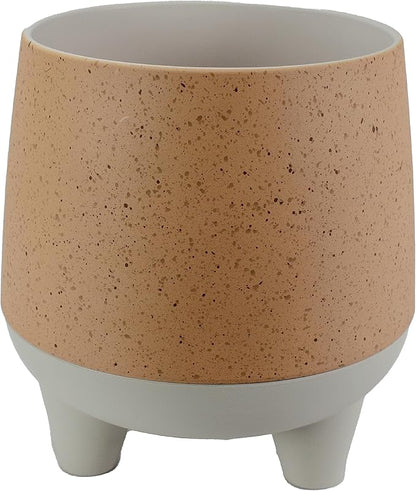 The HC Companies 10 Inch Orion Self Watering Planter - Lightweight Indoor Plastic Plant Pot for Herbs and Flowers, Muted Clay