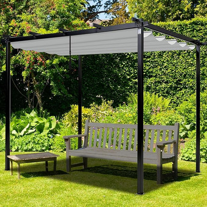 10' X 10' Pergola Shade Cover for Outdoor Retractable Durable Fabric Canopy Replacement Top, Sun Shade for Outside (Gray)