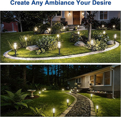 Solar Pathway Lights Outdoor Waterproof IP65, 6 Pack Cool White Solar Walkway Lights, Auto On/Off Outdoor Light for Lawn Garden Patio Driveway Decor Landscape Lighting