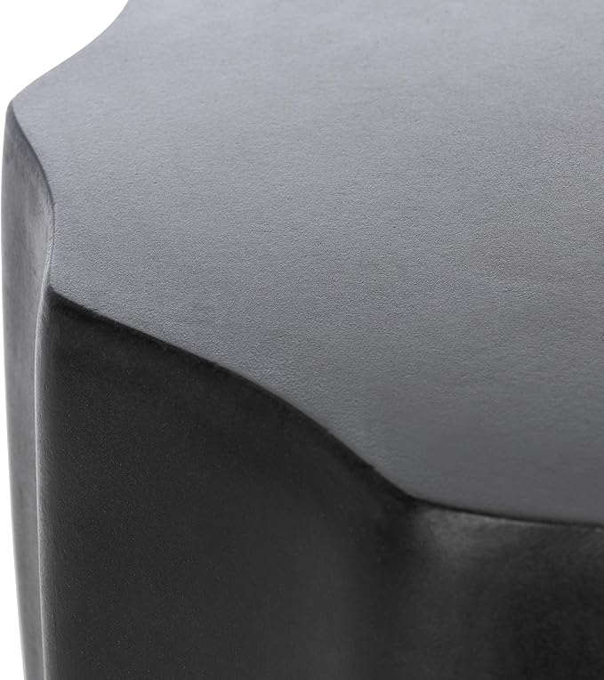 SAFAVIEH Outdoor Jaslyn Black Modern Concrete Round Accent Table
