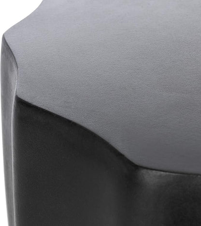 SAFAVIEH Outdoor Jaslyn Black Modern Concrete Round Accent Table