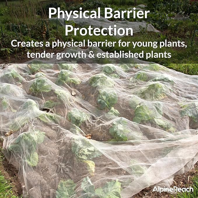 AlpineReach Garden Netting Ultra Fine Mesh 10 x 50 ft - Durable Protection Barrier Net Cover for Vegetable Plants Fruits Flowers Crops Greenhouse Row Cover Raised Bed