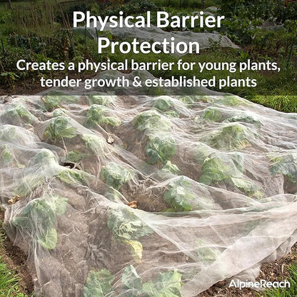 AlpineReach Garden Netting Ultra Fine Mesh 10 x 50 ft - Durable Protection Barrier Net Cover for Vegetable Plants Fruits Flowers Crops Greenhouse Row Cover Raised Bed