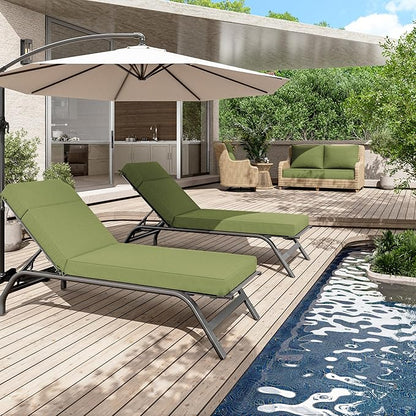 2 Pcs Chaise Lounge Cushions Outdoor, 80" L X 26" W X 4" D Lounge Chair Cushions for Outdoor Furniture, High-Density Foam Patio Chaise Cushion-Waterproof Fade-Resistant ThickPatio lounge chair cushion
