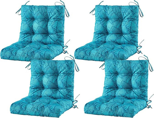 ARTPLAN Seat/Back Outdoor Chair Cushion,Set of 4 Patio Chair Cushion with Tie,Tufted Replacement for Patio Furniture,40x20x4 Inches,4 Count,Floral