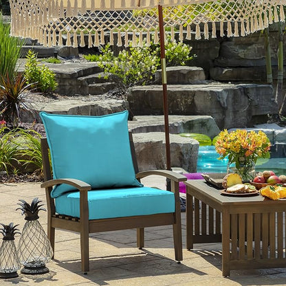 Arden Outdoor Deep Seat Cushion Set, 24 in x 24 in, Weather-Proof, Rain-Proof, Fade Resistant Patio Cushion for Chair, Sofa, and Couch Pool Blue Leala