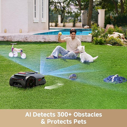 MOVA LiDAX Ultra 1000 Robot Lawn Mower Wire Free for 1/4 Acre, RTK-Free+360° 3D LiDAR+AI Vision Auto Mapping, Zero-Edge Cutting, Cutting Height 1.2"-3.9", 45% Slope, Up to 150 Managed Zones Dual Maps