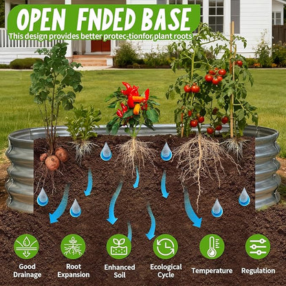 Galvanized Raised Garden Bed Kit, Planter Garden Boxes Outdoor, Oval Large Metal for Vegetables Fruits, Flowers Planter Boxes, Easy Assembly Garden Bed Kit (Silver, 4×2×1FT (2-Pack)
