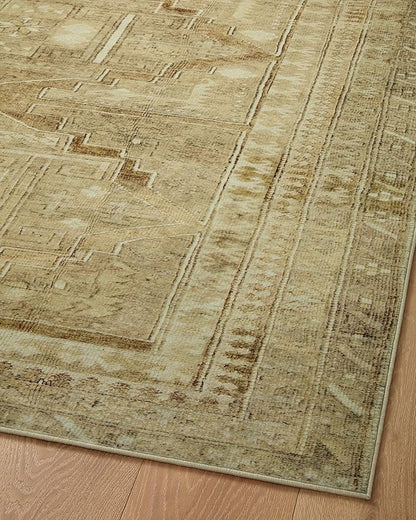 Loloi Magnolia Home by Joanna Gaines Sinclair Collection SIN-02 Khaki/Tobacco 2'-3" x 3'-9", .25" Pile Height, Machine Washable, Accent Rug