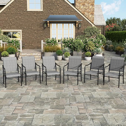 HERA'S HOUSE Patio Dining Chairs Set of 6, Outdoor Textilene Dining Chairs with Armrest, All-Weather Breathable Garden Outdoor Chairs for Lawn Backyard Deck Front Porch