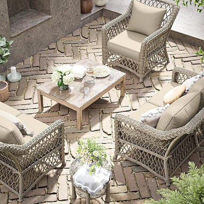 Premium Outdoor Seat Cushion Chair Cushions for Patio Furniture 24 L X 24 W X 5 H Waterproof & Fade Resistant Deep Seat and Backrest Cushion Set with Removable Covers for Chair, Sofa