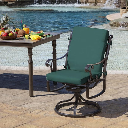 Arden 2-Pack Outdoor Patio Dining Chair Cushion, 20x44, Rain-Proof Seat Pad, Fade-Resistant Outdoor Cushion Peacock Blue Green Texture