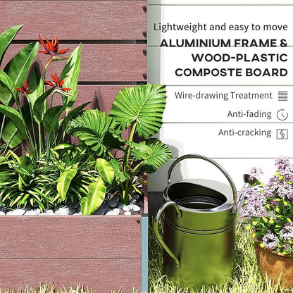 Outsunny Raised Garden Bed with Trellis for Climbing Plants, Planter Box with Self Draining Gap, Freestanding Trellis Planter for Outdoor, Patio, Deck, 28.25" x 15" x 59", Brown