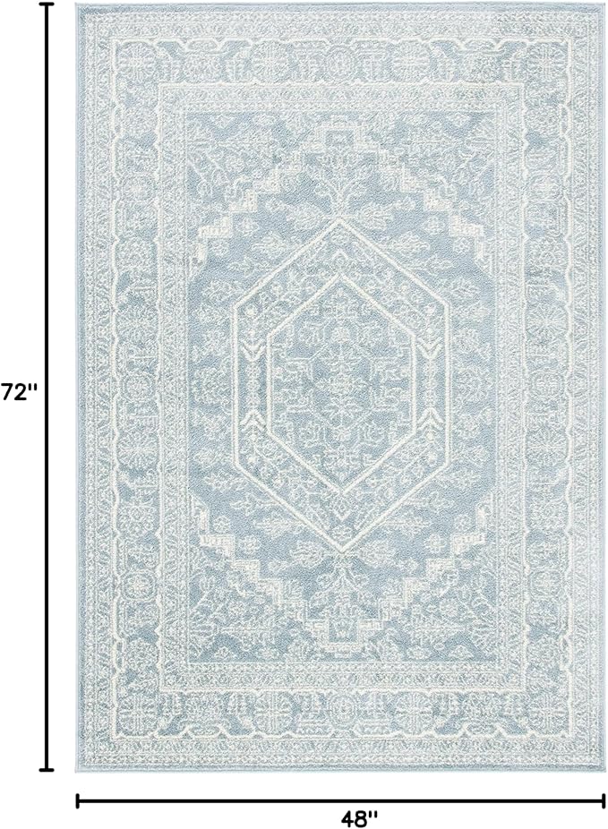 SAFAVIEH Adirondack Collection Accent Rug - 4' x 6', Slate & Ivory, Oriental Medallion Design, Non-Shedding & Easy Care, Ideal for High Traffic Areas in Entryway, Living Room, Bedroom (ADR108T)