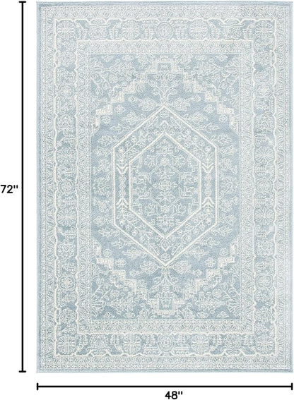 SAFAVIEH Adirondack Collection Accent Rug - 4' x 6', Slate & Ivory, Oriental Medallion Design, Non-Shedding & Easy Care, Ideal for High Traffic Areas in Entryway, Living Room, Bedroom (ADR108T)