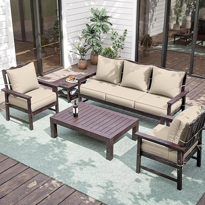 Premium Outdoor Seat Cushion Chair Cushions for Patio Furniture 24 L X 24 W X 5 H Waterproof & Fade Resistant Deep Seat and Backrest Cushion Set with Removable Covers for Chair, Sofa
