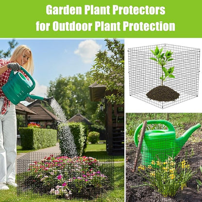 Zubebe 14 Pack Small Wire Plant Protectors Square Plant Protectors from Animals Mesh Cage Chicken Wire Cloche for Shrubs and Vegetables with Ground Stakes and Nylon Ties (15 x 16 Inch)