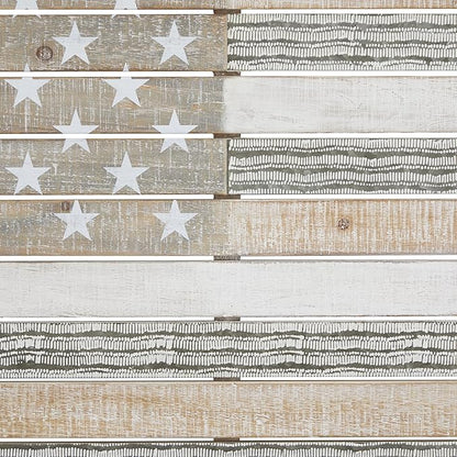 Deco 79 Wood American Flag Home Wall Decor Wall Sculpture, Wall Art 38" x 2" x 26", White