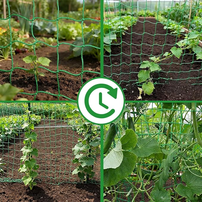 6.6x32.8FT Trellis Netting for Climbing Plants,Trellis Netting with Plant Clips, Heavy-Duty PE Trellis Net for Cucumber, Tomato, Vegetables, Fruits, Sweet Pea Plants