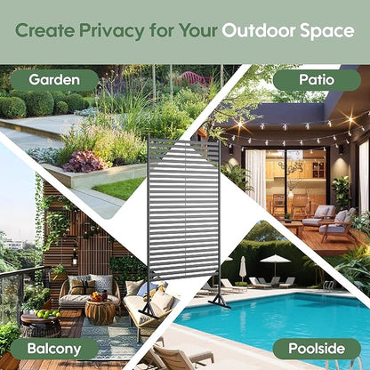 Outdoor Privacy Screens Freestanding, 72" H×48" W Metal Privacy Fence Screen for Outside, Rustproof Privacy Panels Privacy Wall, Decorative Fences for Patio, Deck, Lawn Garden, Backyard