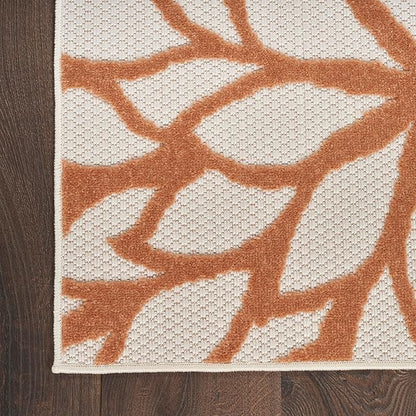 Nourison Home Aloha Indoor-Outdoor Ivory Multicolor 7'10" x 10'6" Area Rug, Easy Cleaning, Non Shedding, Bed Room, Living Room, Dining Room, Backyard, Deck, Patio (8x11)