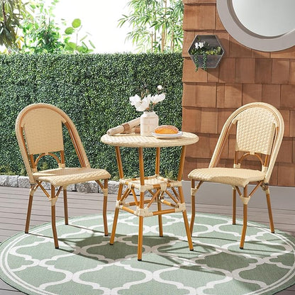 SAFAVIEH Outdoor Collection California Natural Bistro Side Chair Set of 2 (Fully Assembled)