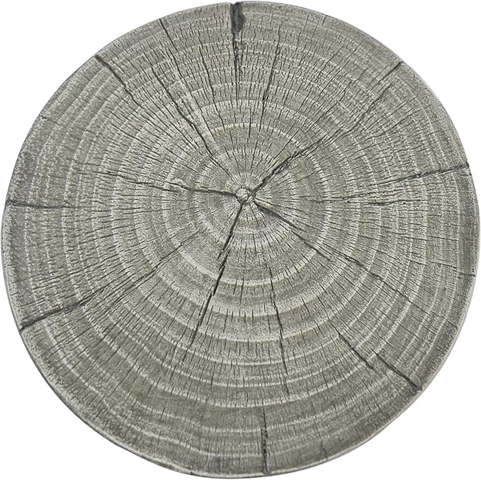 GDFStudio Outdoor Side Table, Lightweight Concrete Patio End Table, Hollow Decorative Garden Stool Accent Table with Wood-Like Texture,MGO Side Table for Balcony, Poolside, or Backyard,Gray
