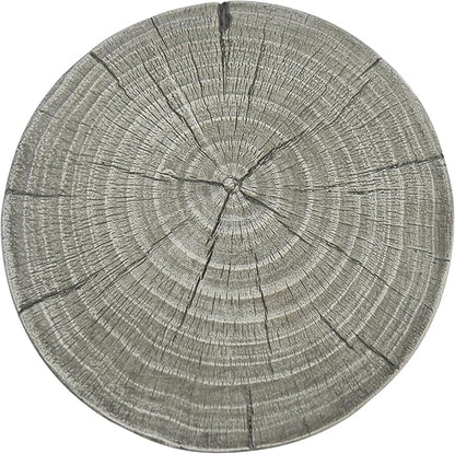 GDFStudio Outdoor Side Table, Lightweight Concrete Patio End Table, Hollow Decorative Garden Stool Accent Table with Wood-Like Texture,MGO Side Table for Balcony, Poolside, or Backyard,Gray